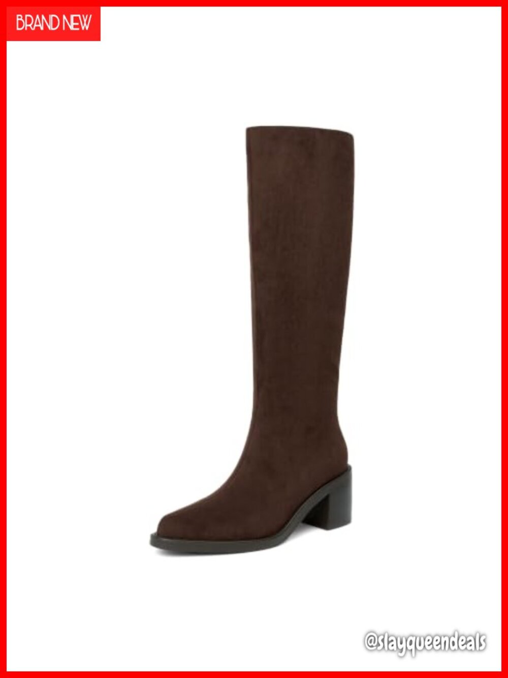 Knee High Boots Pointed Toe Tall Boots Chunky Block Heel Faux Leather
